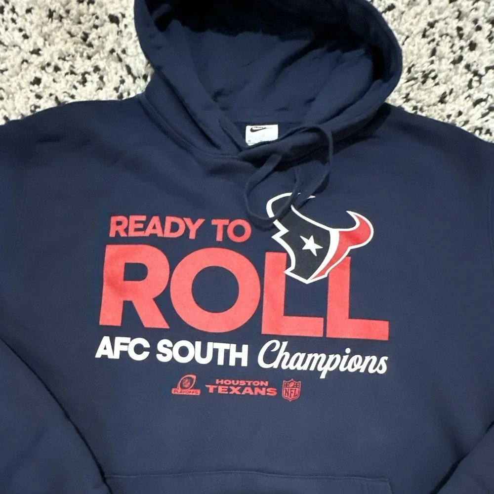 Nike Houston Texans Ready to Roll AFC South Champions NFL Hoodie Navy XL NWOT